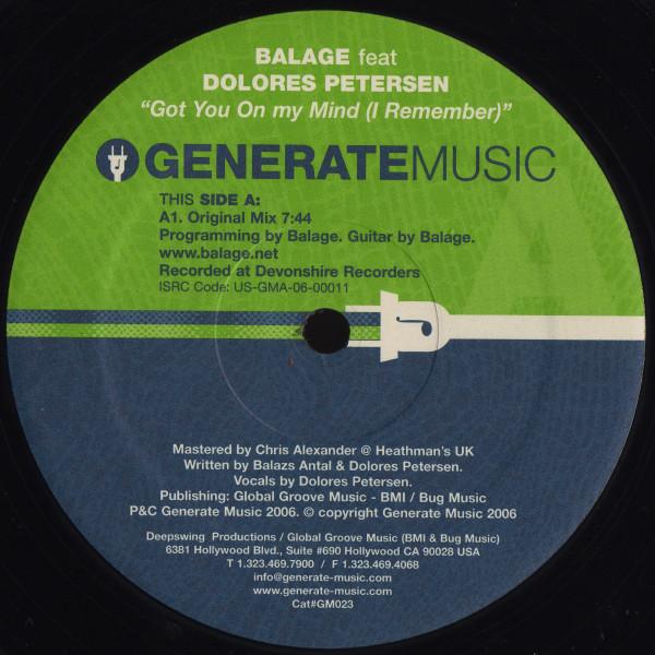 Balage, Dolores Petersen - Got You On My Mind (I Remember)