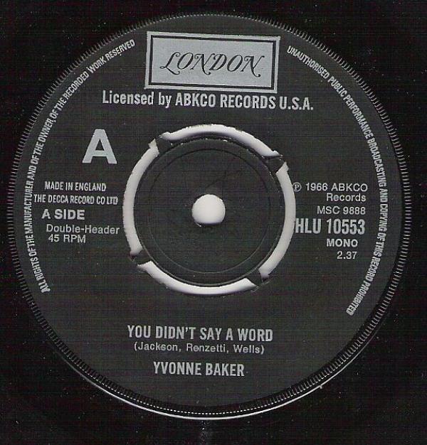 Bobby Paris, Yvonne Baker - You Didn't Say A Word / Night Owl